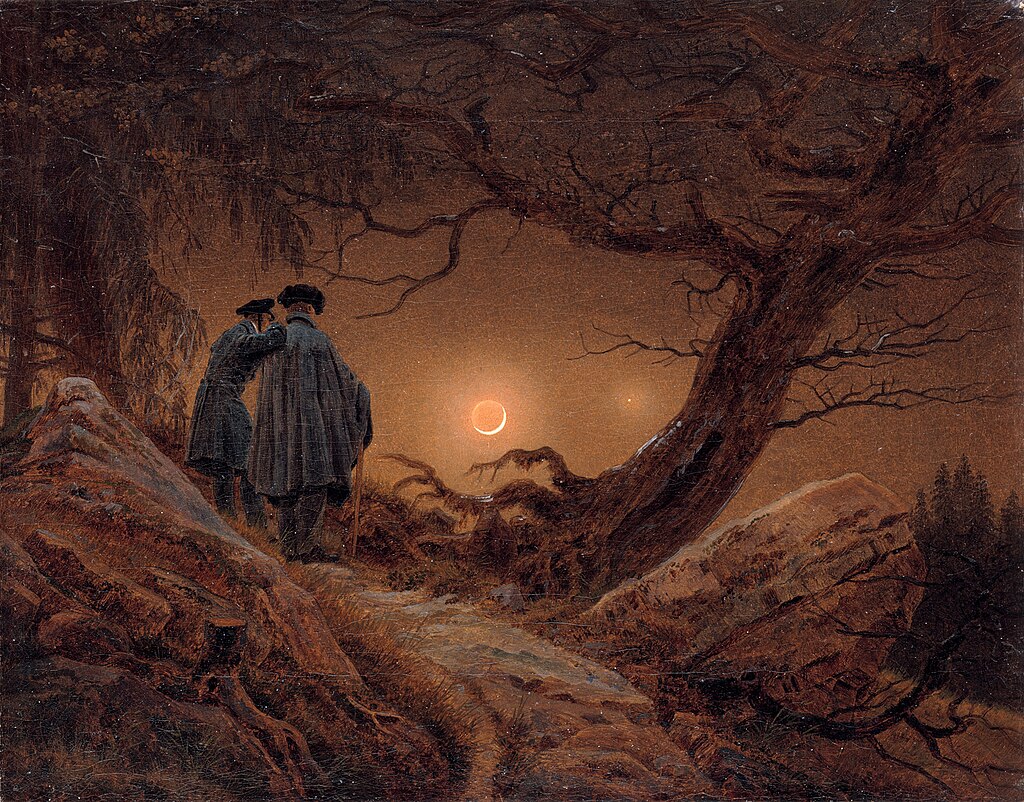 Bild "Zwei Männer in der Betrachtung des Mondes" von Casper David Friedrich